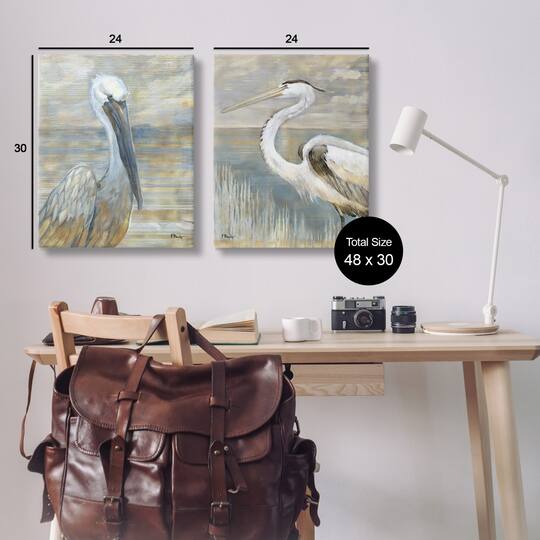 Stupell Industries Sea Birds Abstract Beach Canvas Wall Art Set